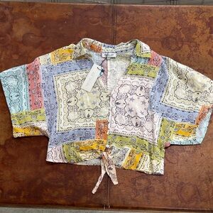 Rachel Zoe Pastel Patchwork Button-Up Blouse